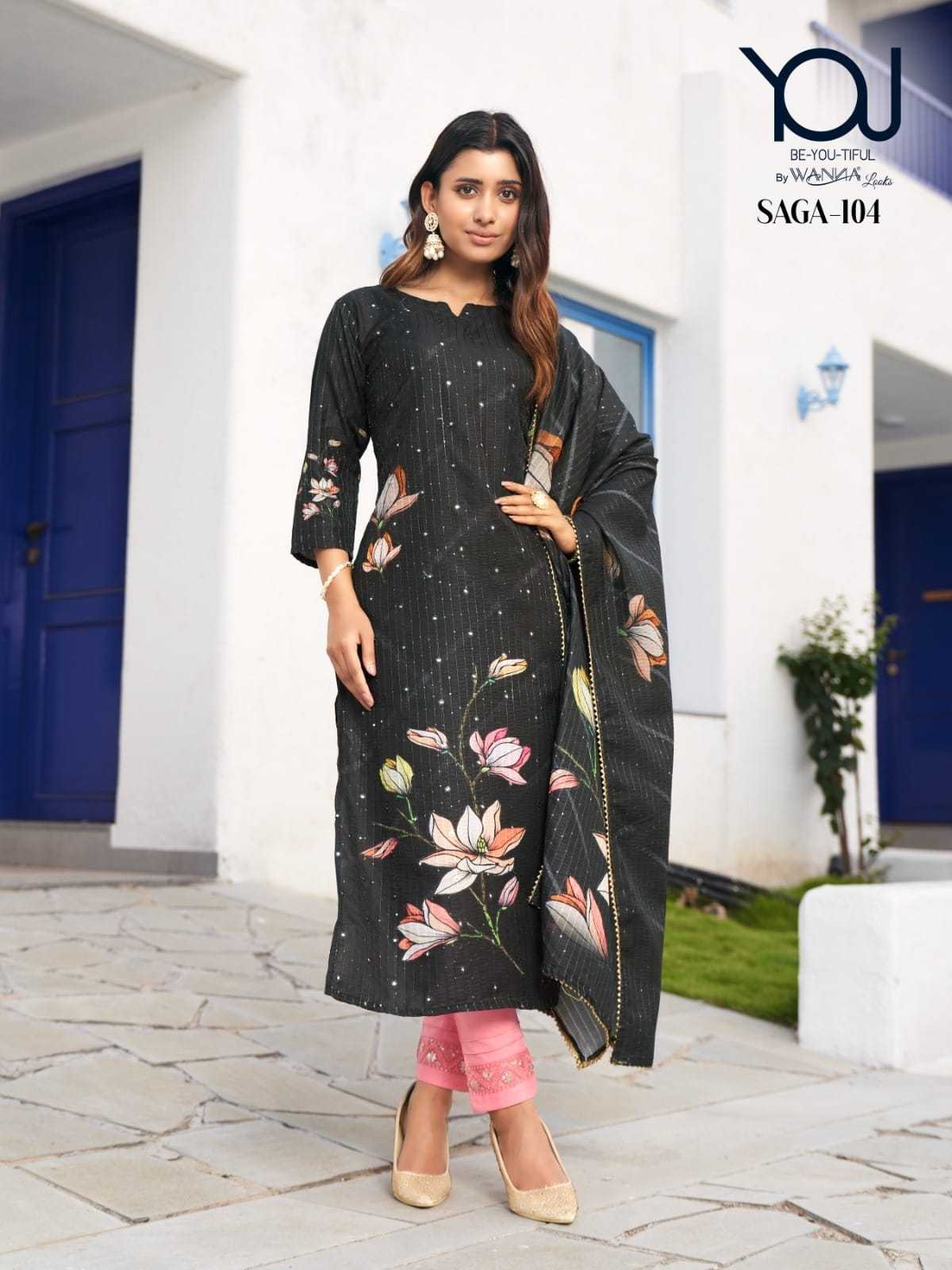 wanna you saga fancy readymade kurti pant with digital print dupatta combo set