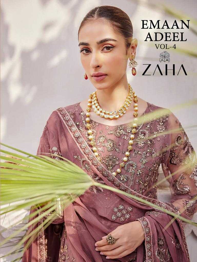 zaha emaan adeel vol 4 beautiful designer pakistani unstitch suit supplier