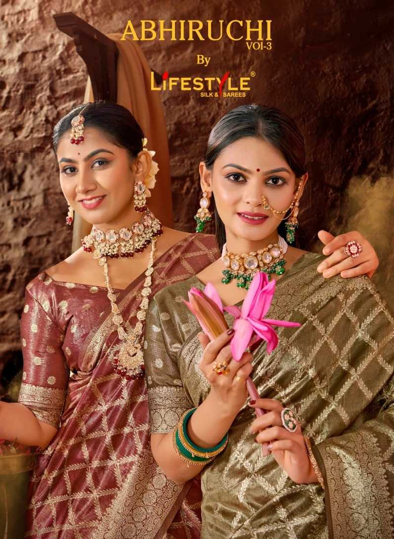 abhiruchi vol 3 by lifestyle festive wear fancy sarees catalog