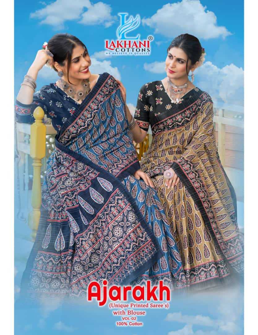 ajarakh vol 2 by lakhani cotton amazing casual sarees