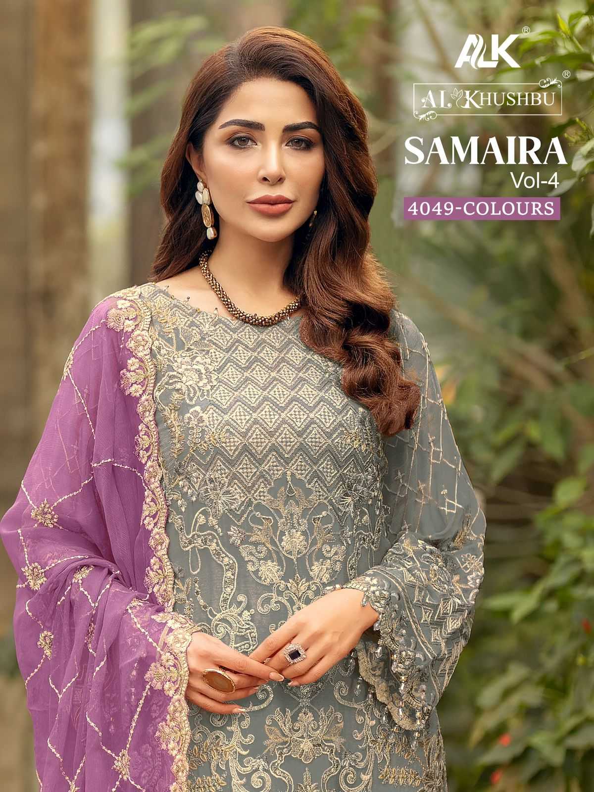 al khushbu samaira vol 4 4049 efgh designer embroidery work pakistani salwar suit supplier