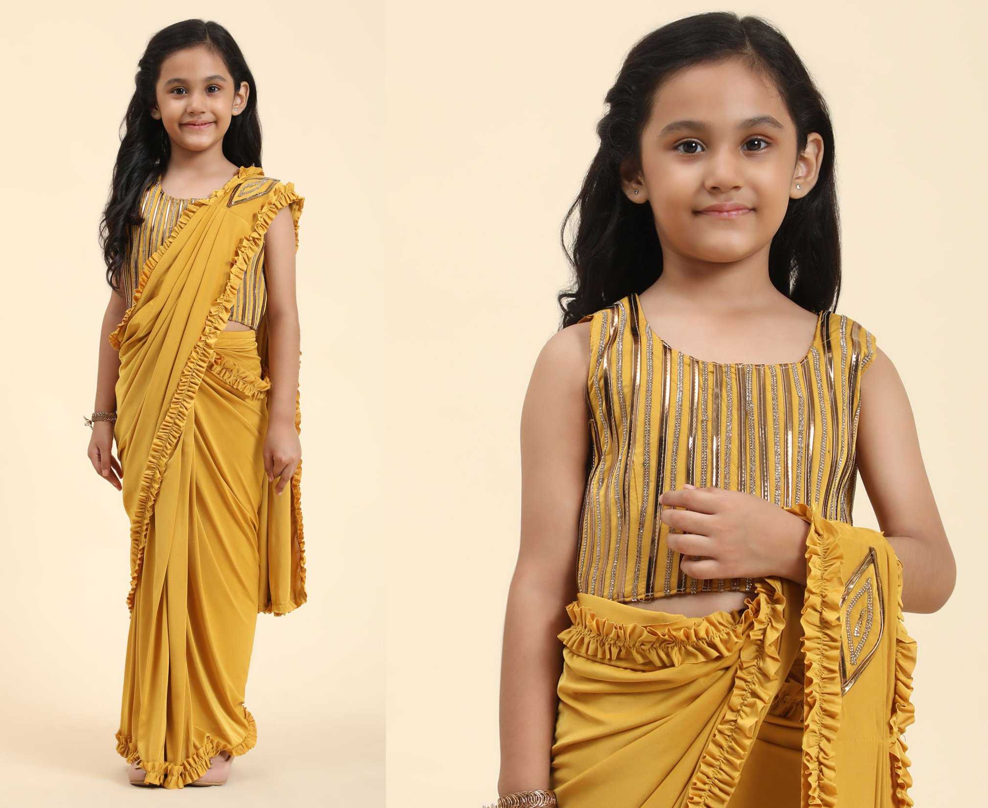 amoha trendz k101702 kids wear fancy amazing readymade sarees