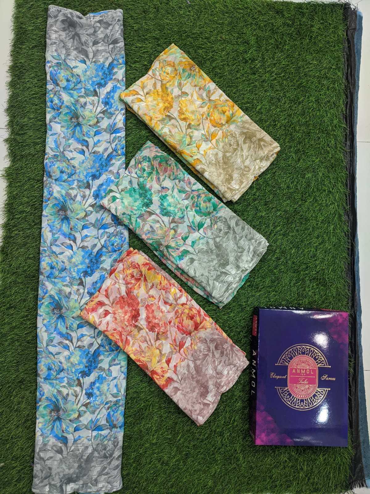 anmol tex saakhi fancy elegant print weightless saree with blouse wholesaler