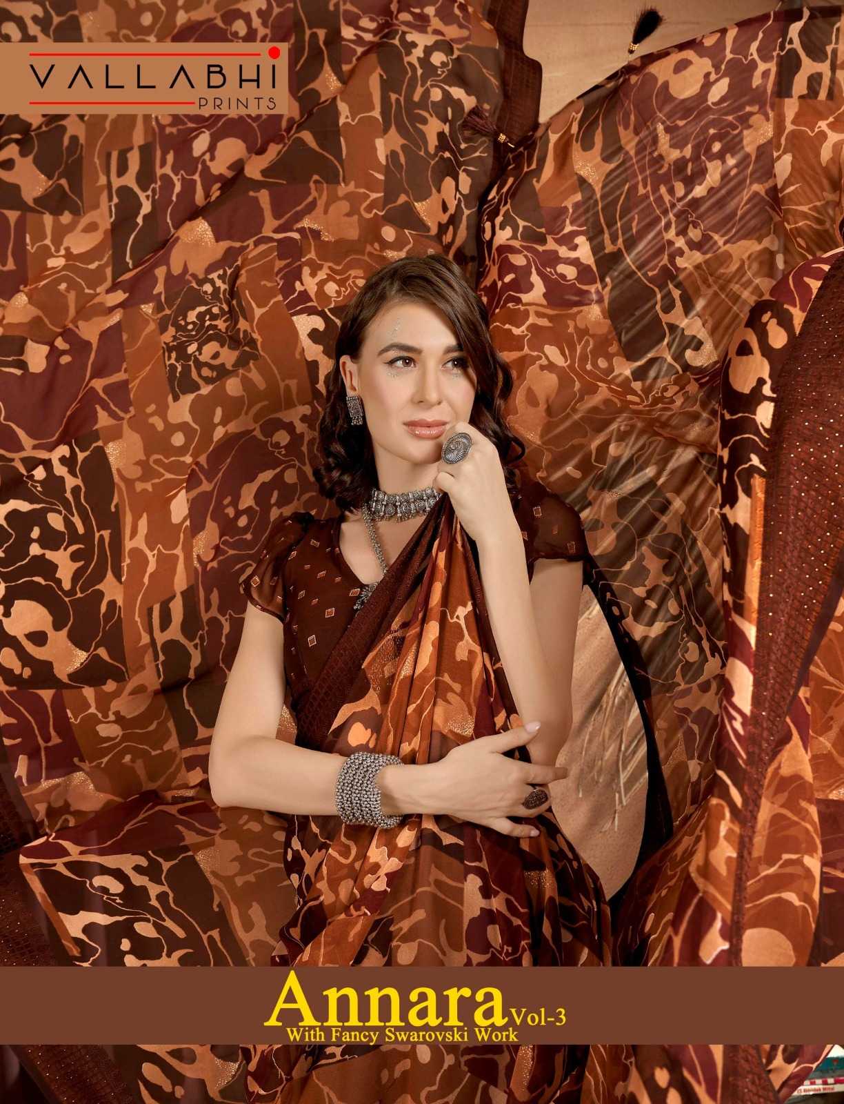 annara vol 3 by vallabhi print georgette with fancy swarovski work sarees catalog