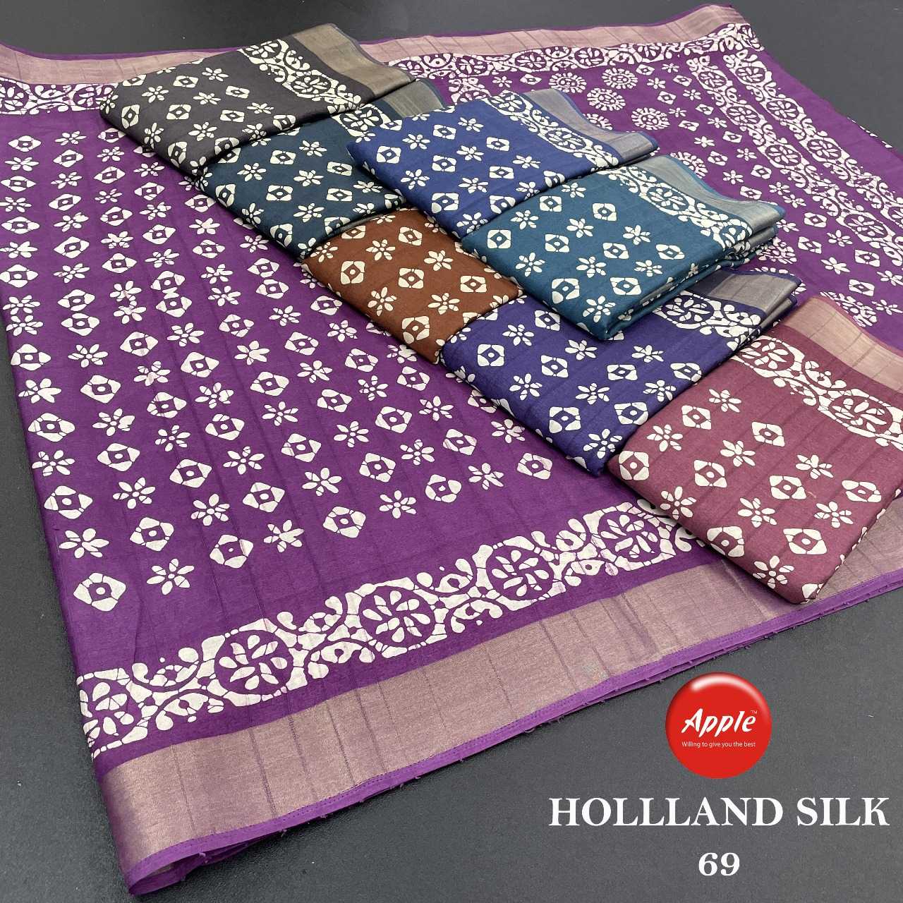 apple holland silk 69 different series handloom silk colour matching sarees collection
