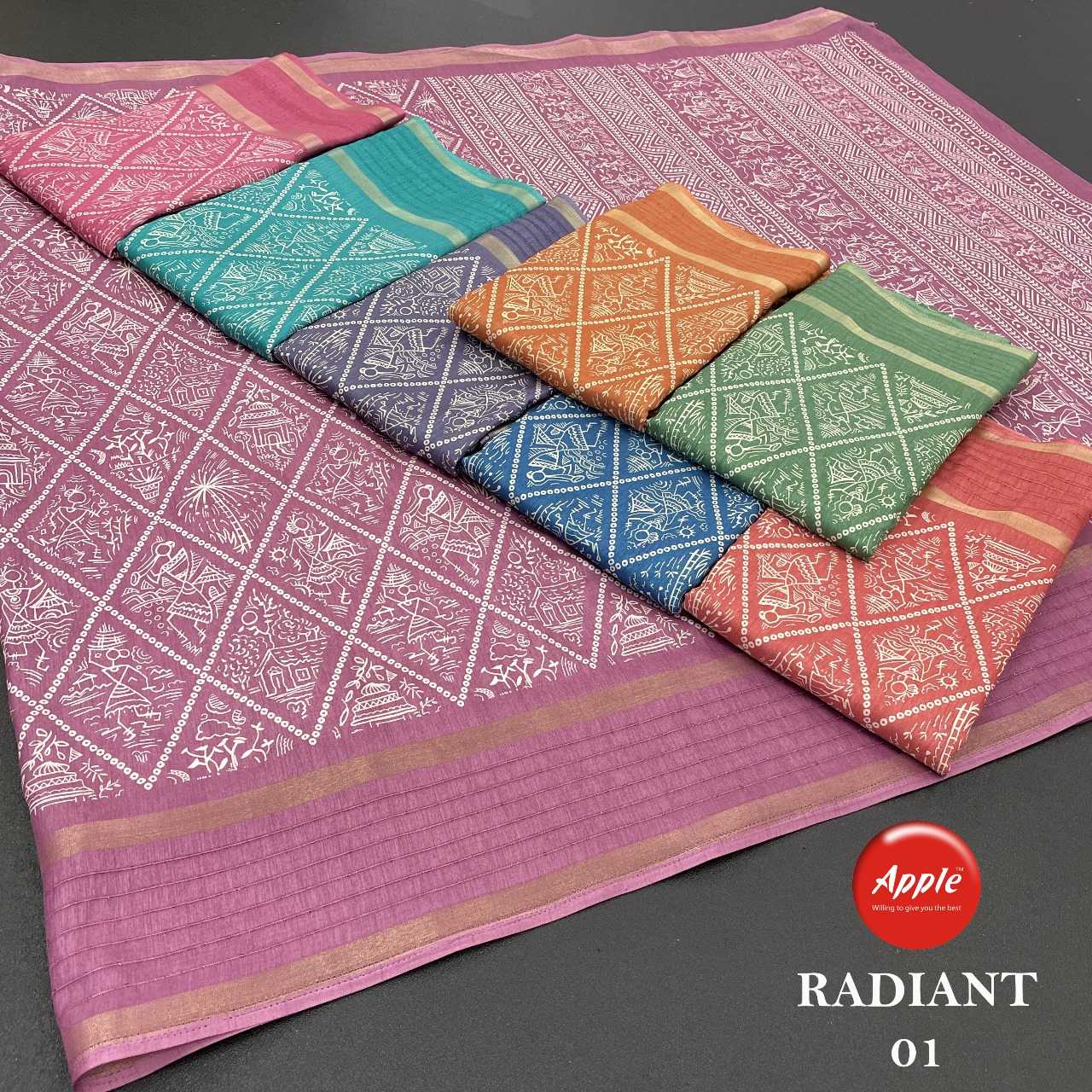 apple radiant vol 1 fancy dola sequence border colour matching sarees