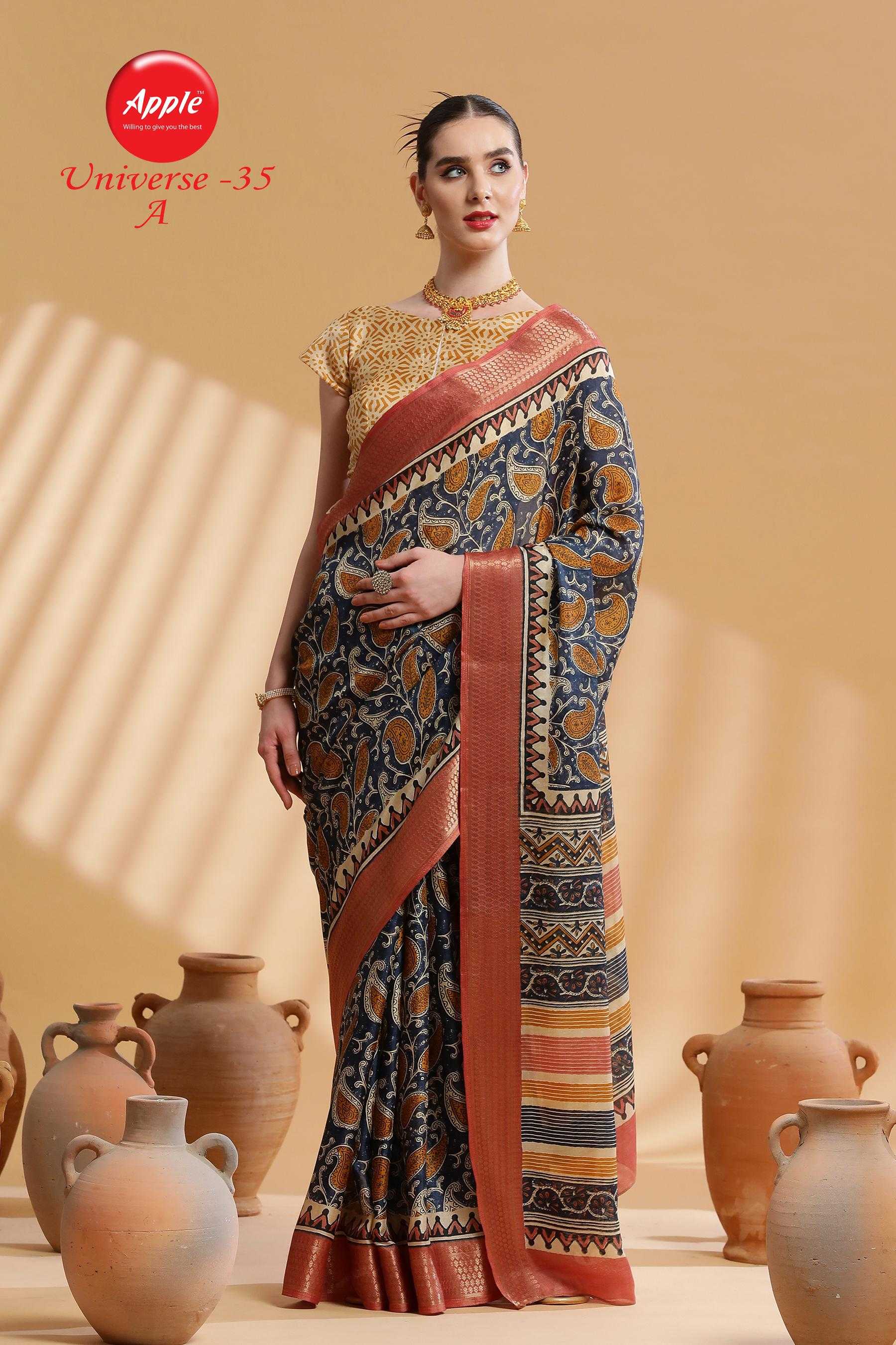 apple universe 35 amazing dola jacquard border sarees 