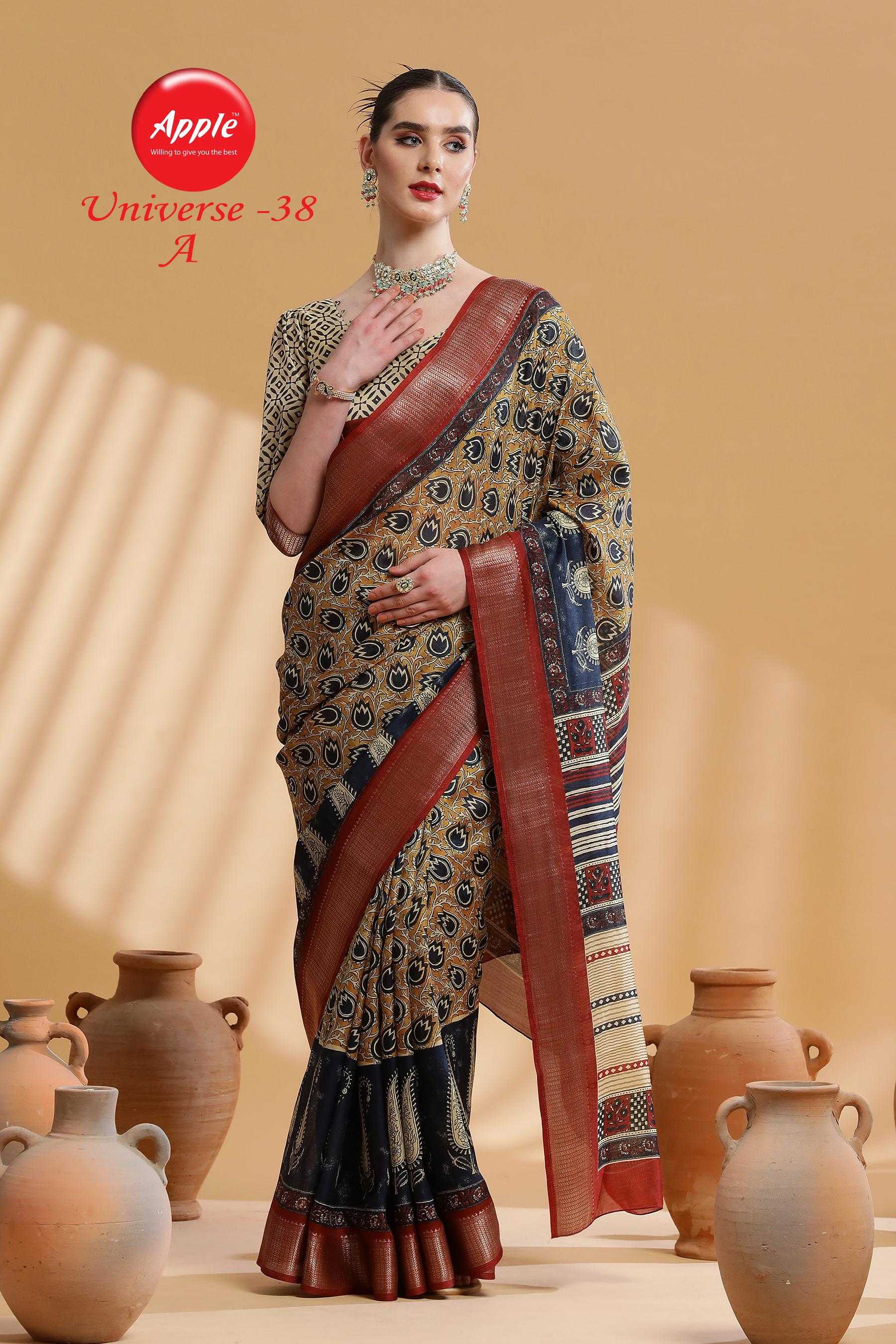 apple universe 38 fancy dola jacquard sarees