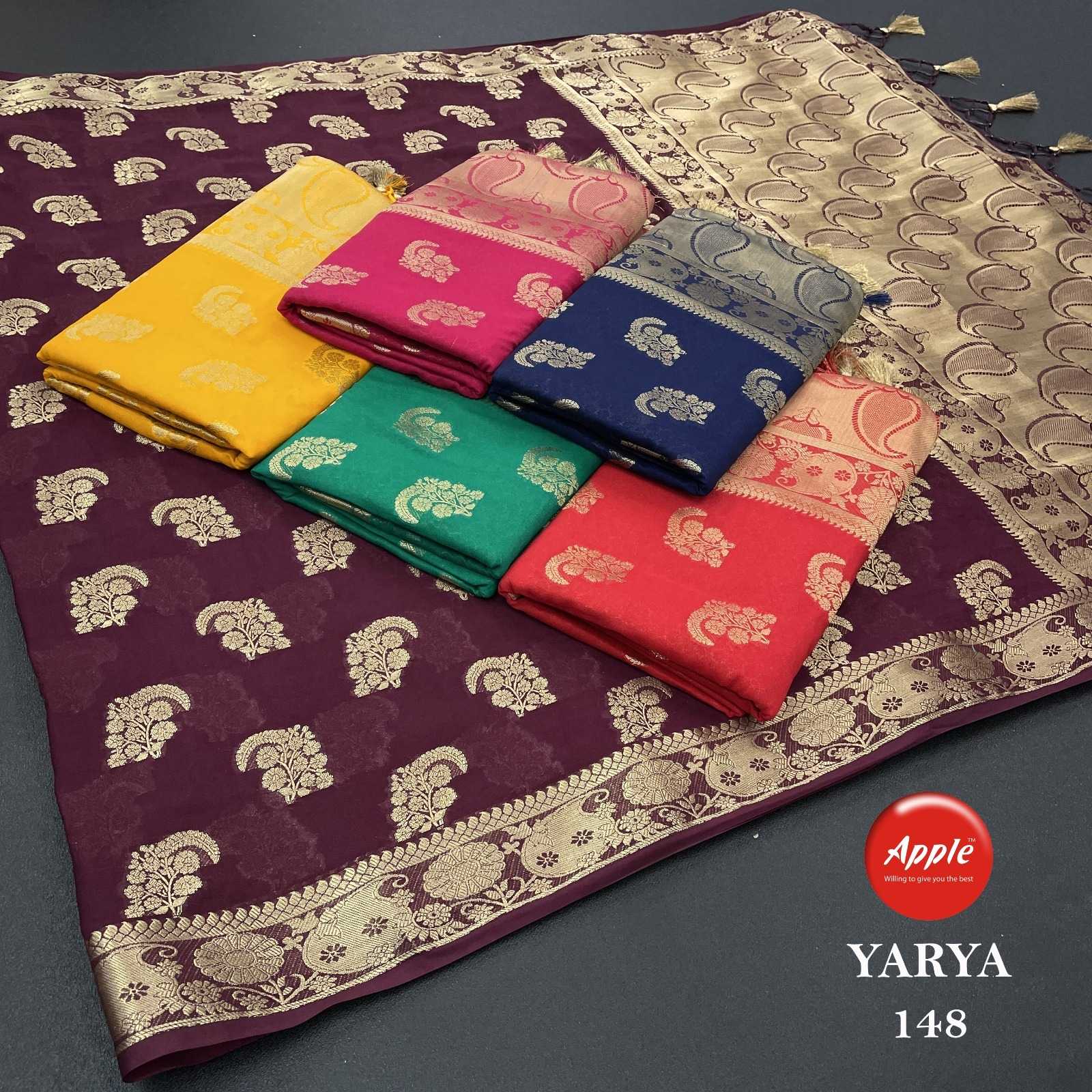 apple yarya colour matching traditional function wear sarees