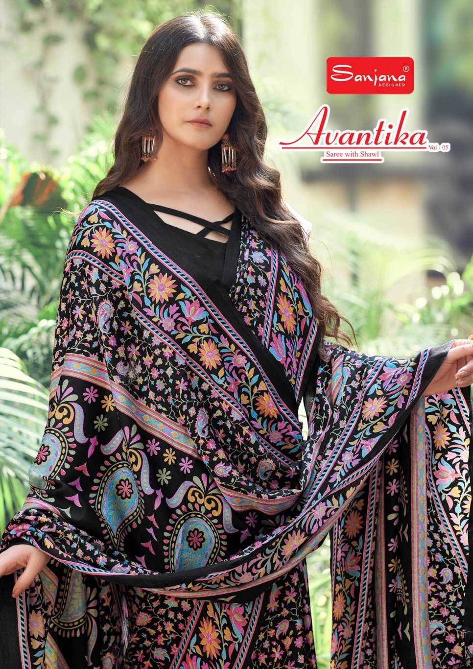 avantika vol 5 by sanjana designer winter wear pashmina saree with shawl