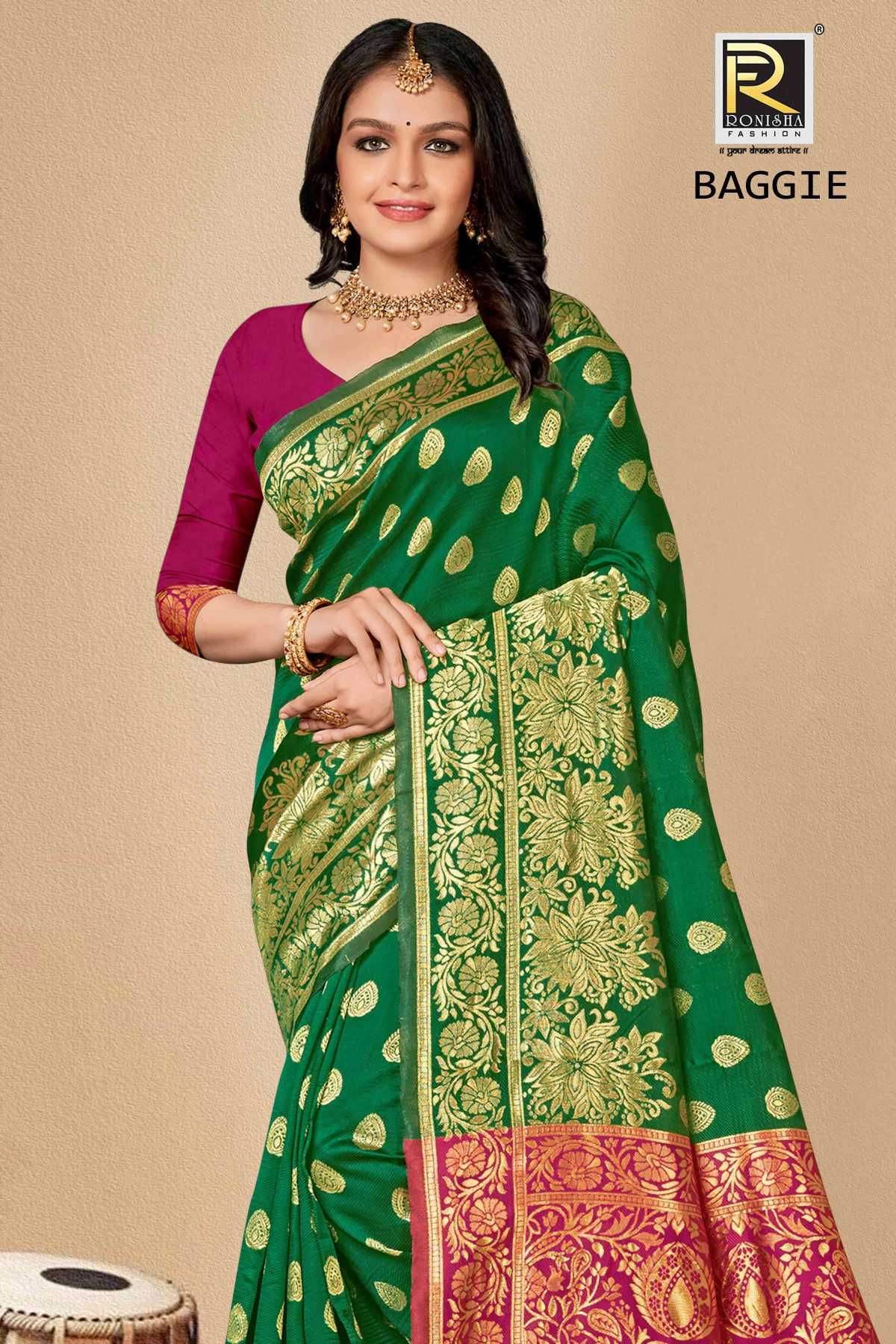 BAGGIE  BY RANJNA SAREE FABRICS BANARASI SILK PREMIUM FANCY DESIGNER SUPER HIT COLLECTION 