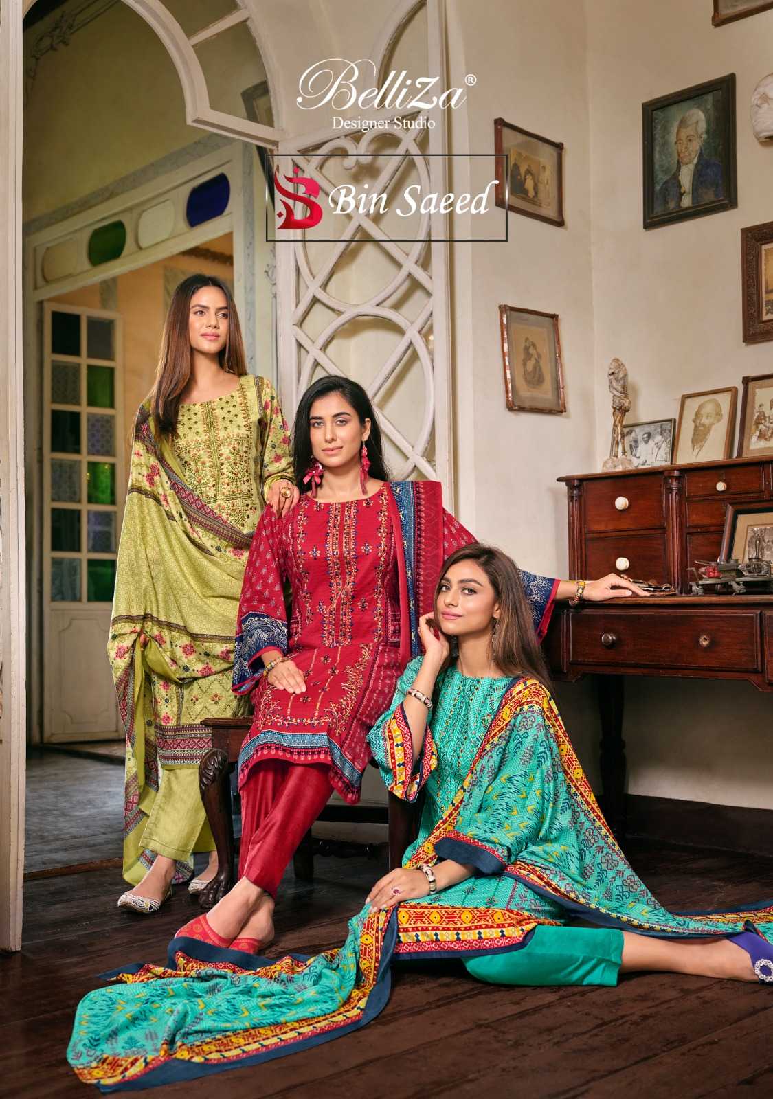 belliza designer bin saeed amazing pakistani cotton suits supplier