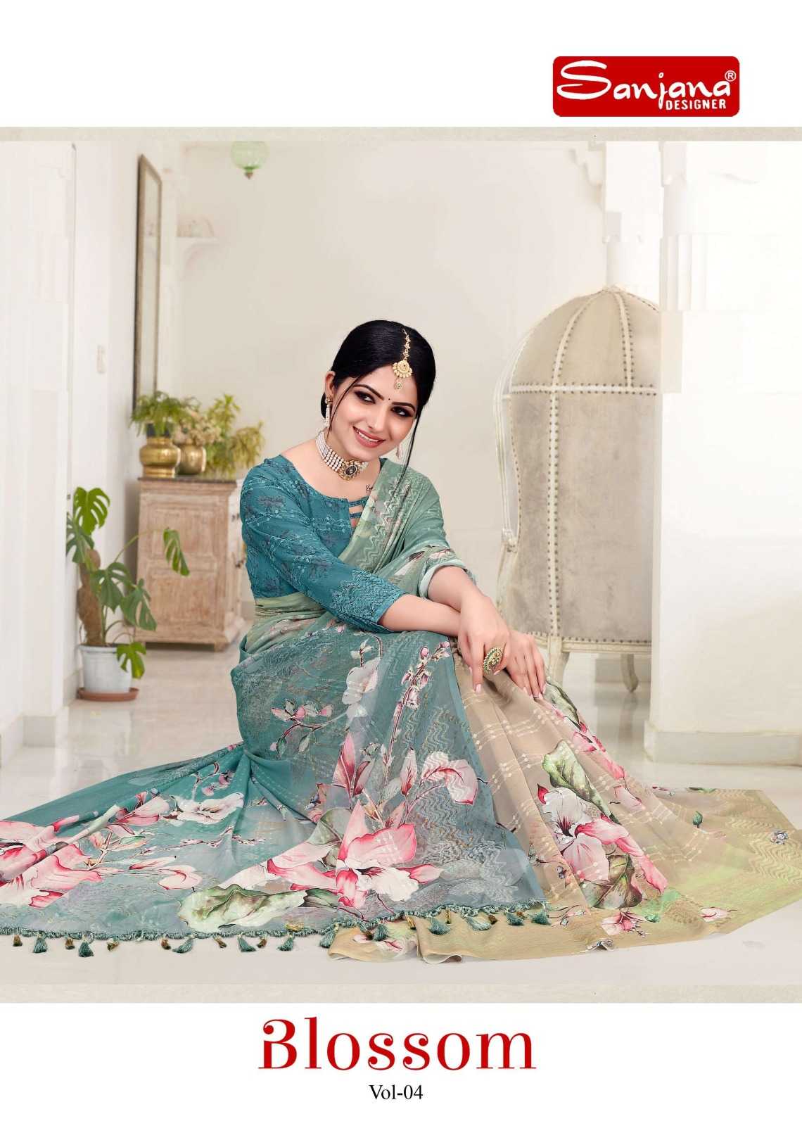 blossom vol 4 by sanjana designer amazing fancy digital print weightless sarees