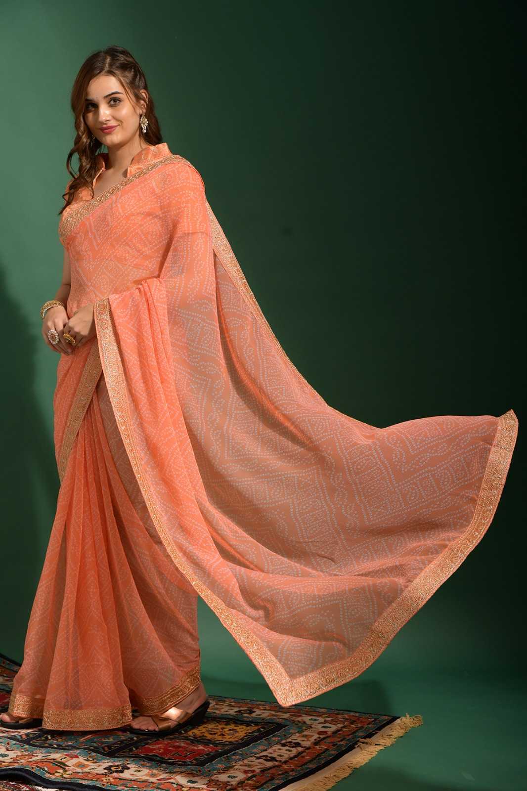 fashion berry bandhani print georgette beautiful saree