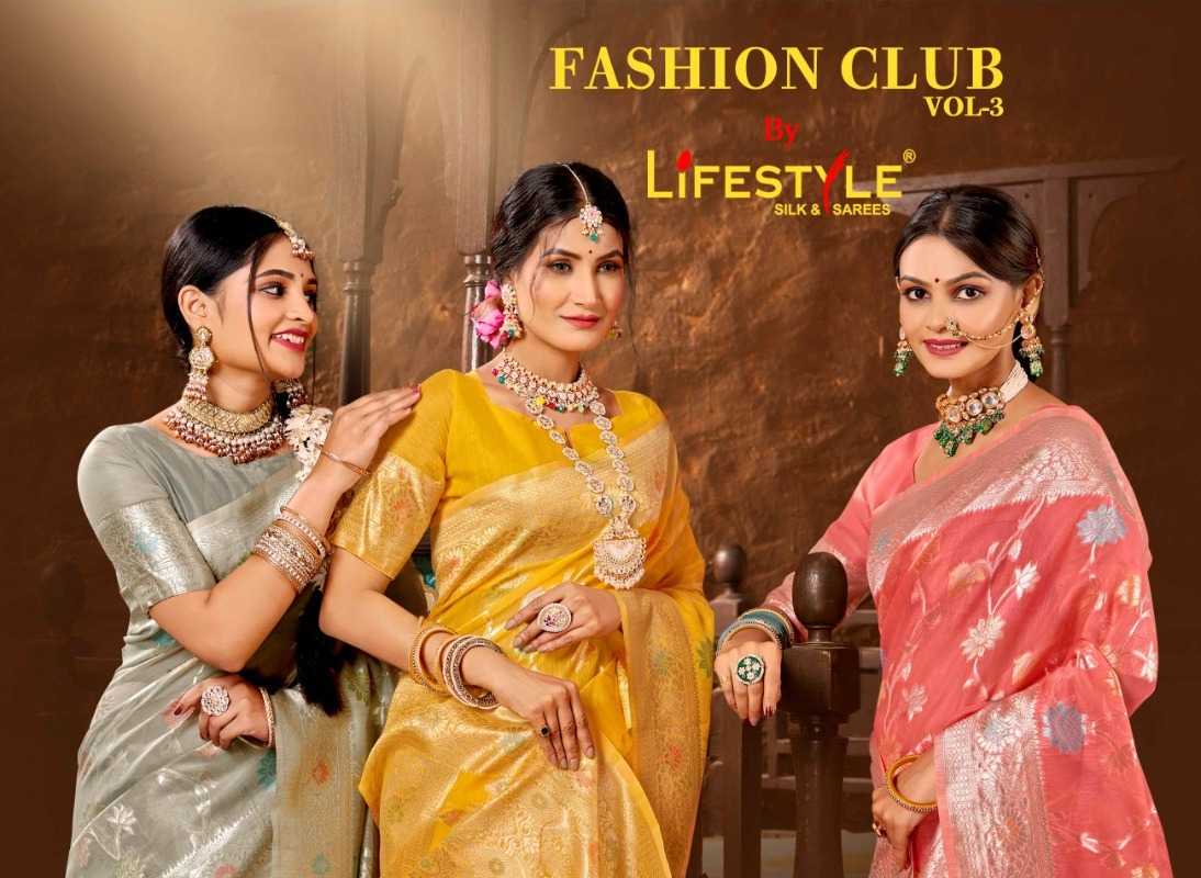 fashion club vol 3 by lifestyle adorable function wear sarees catalog