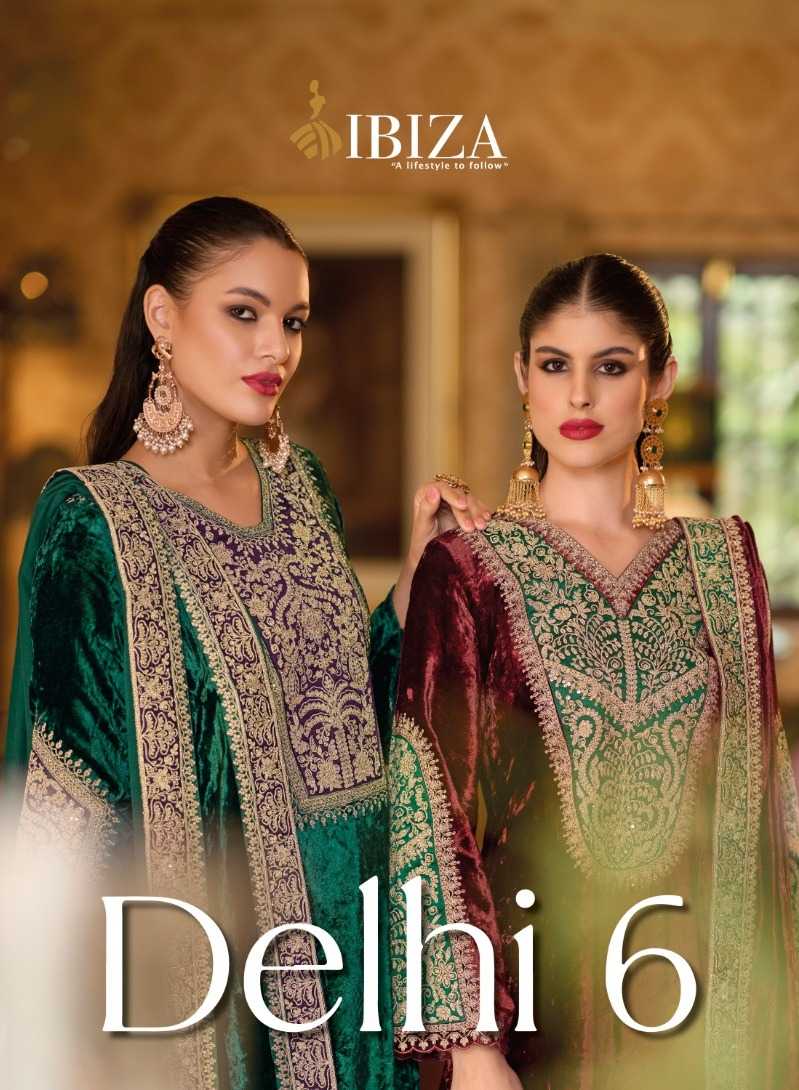 ibiza lifestyle delhi 6 designer viscose velvet festive winter wear suits wholesaler