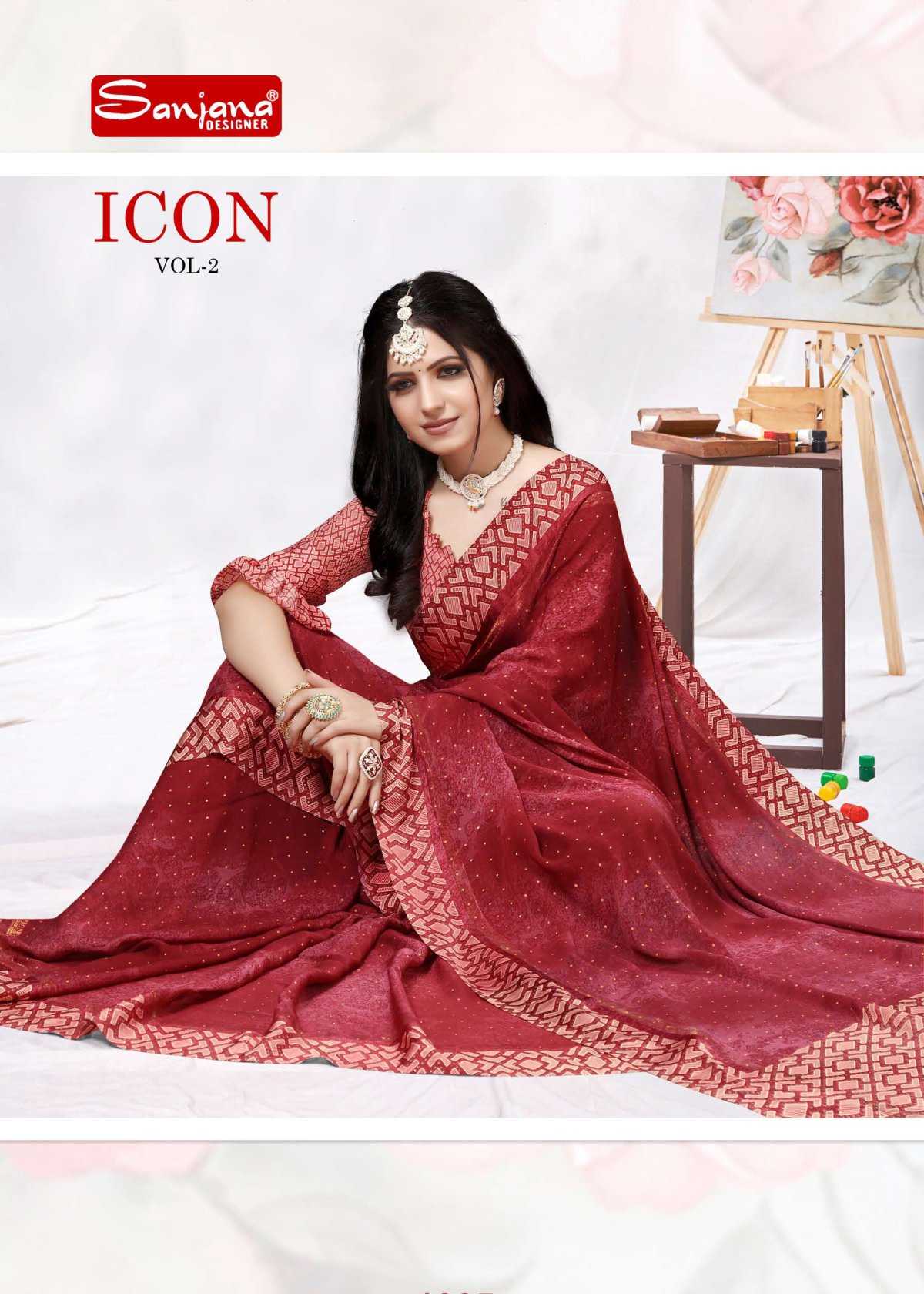 icon vol 2 by sanjana designer fancy adorable weaving border saree supplier