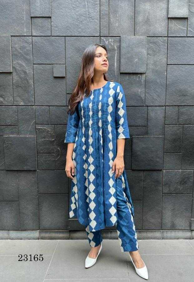 indira apparel 23165 cambric cotton fancy kurti with pant combo set