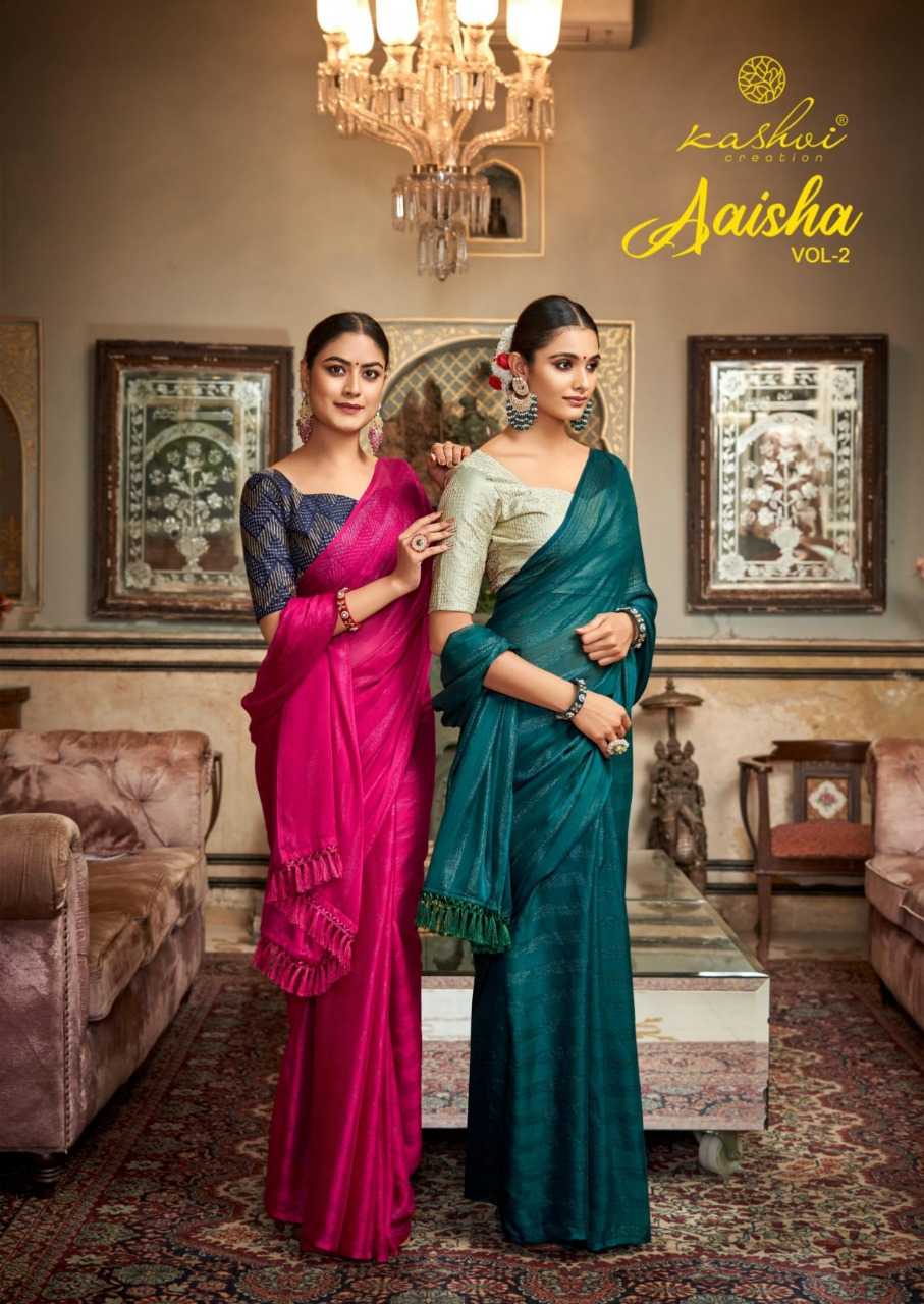kashvi creation aaisha vol 2 soft sparkle saree with embroidery blouse 