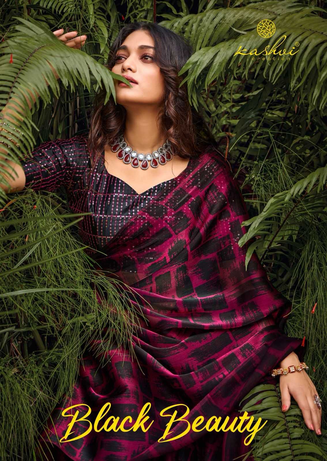 kashvi creation black beauty party wear fancy saree collection