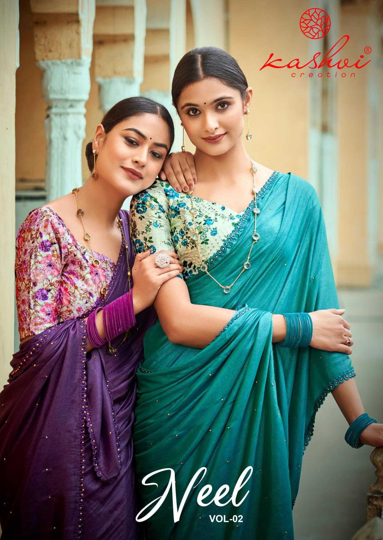 kashvi creation neel vol 2 elegant shine crape with diamond work elegant sarees