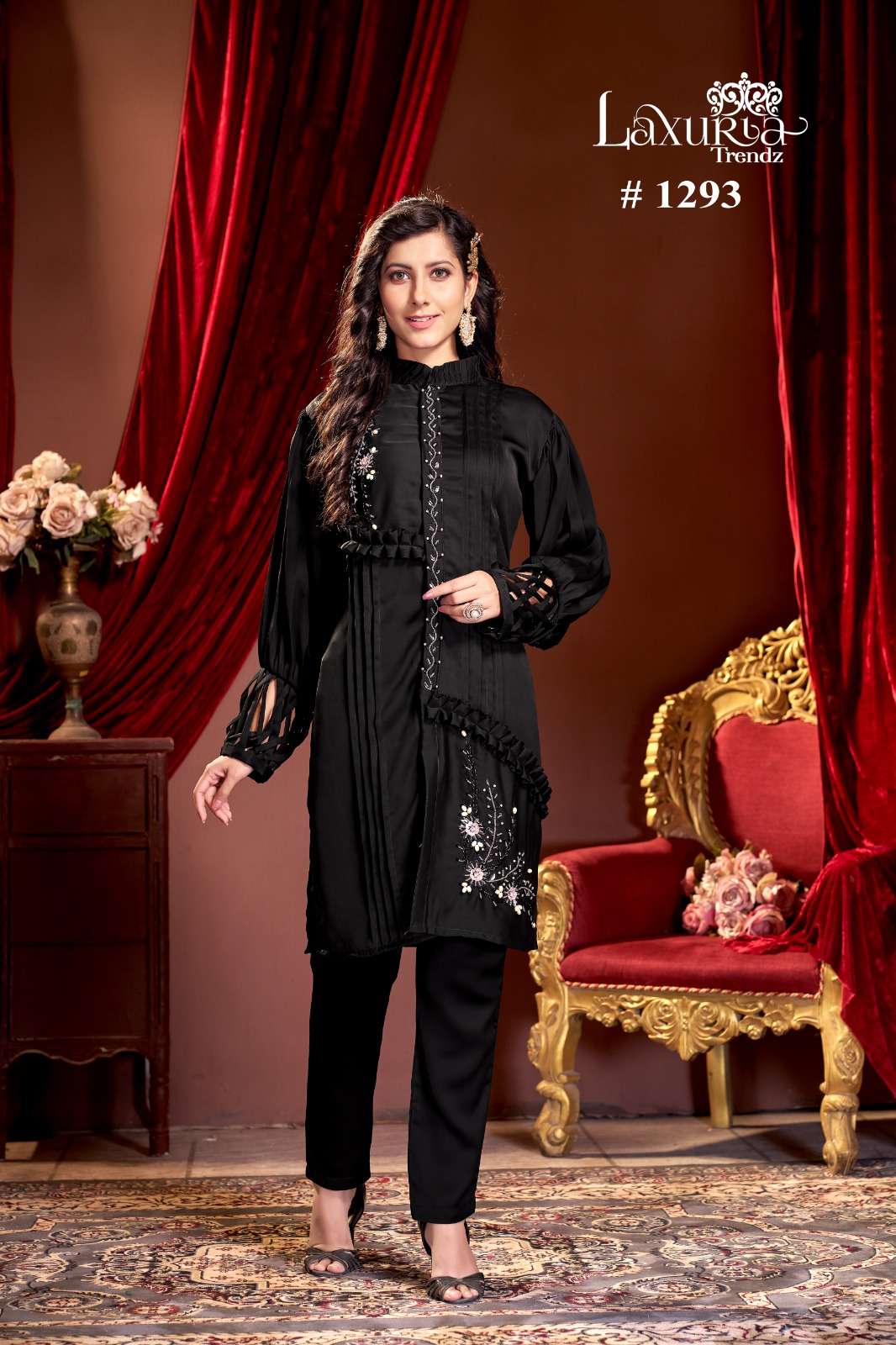 laxuria 1293 fancy cord set beautiful designer pakistani kurti with pant