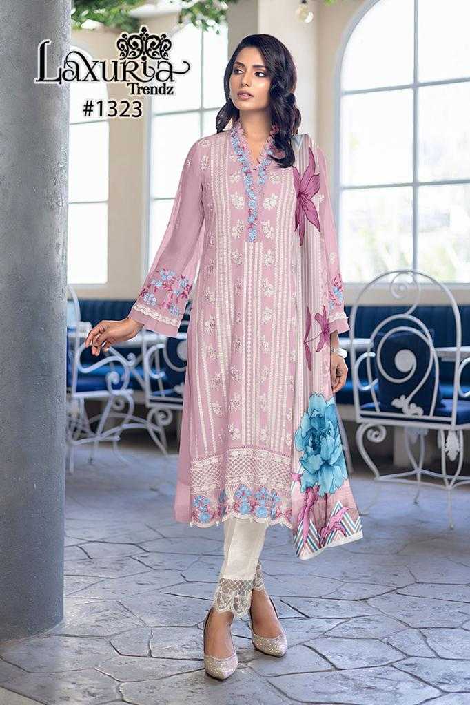 laxuria 1323 pakistani handwork top bottom dupatta readymade festive wear collection