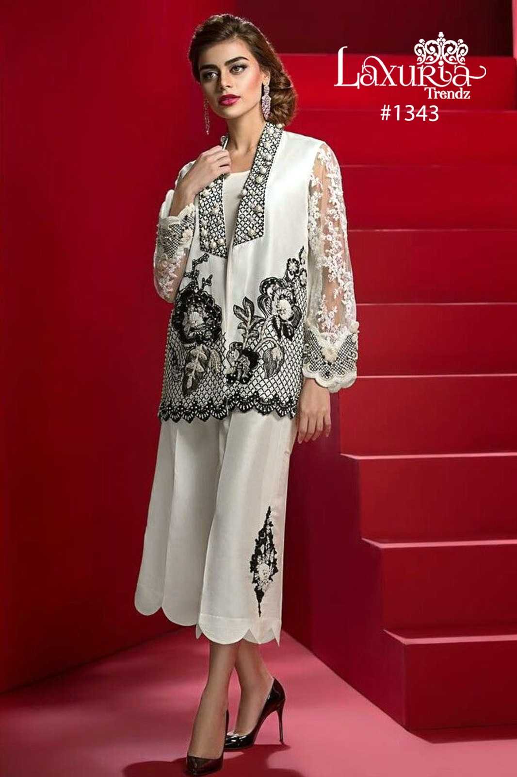 laxuria 1343 designer embroidery cord set readymade pakistani kurti with pant