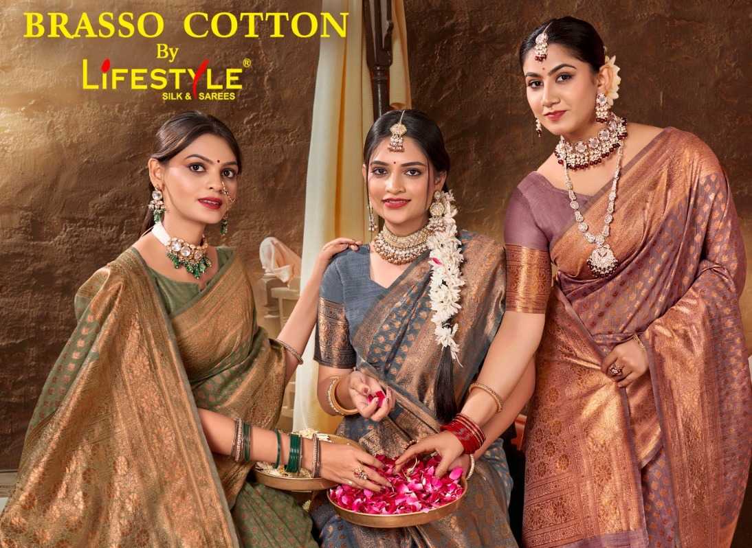 lifestyle brasso cotton amazing fancy sarees collection