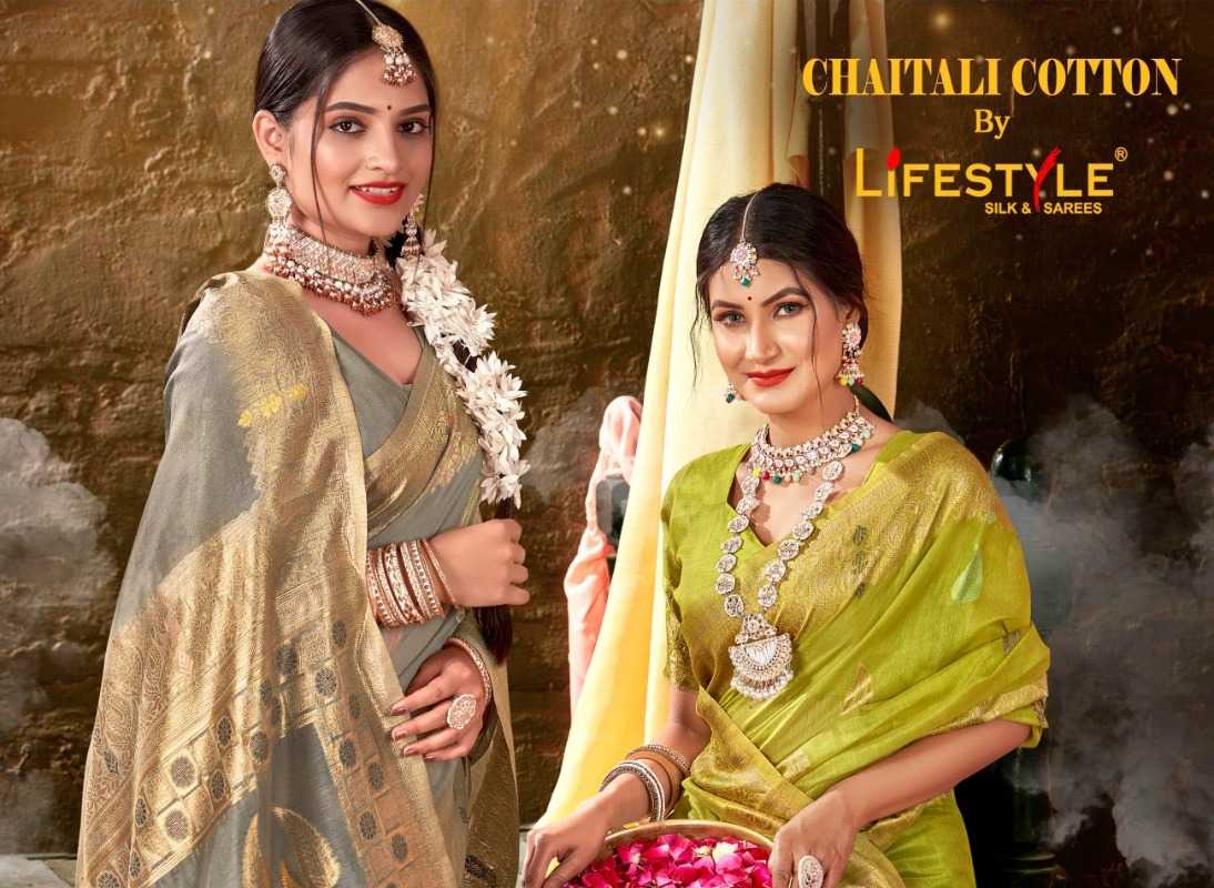 lifestyle chaitali cotton adorable fancy sarees online supplier