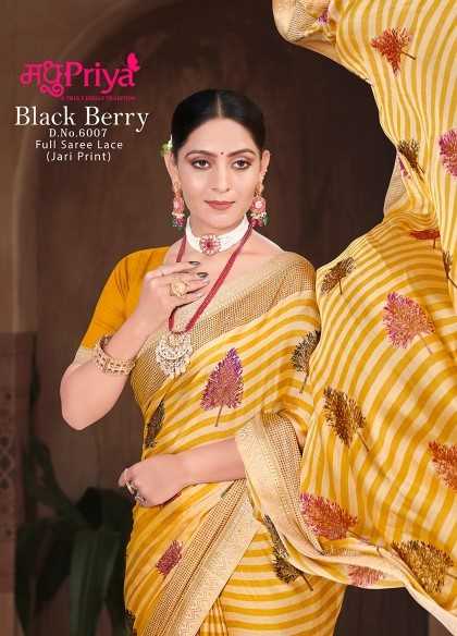 madhupriya black berry 6007 fancy moss chiffon regular wear sarees collection
