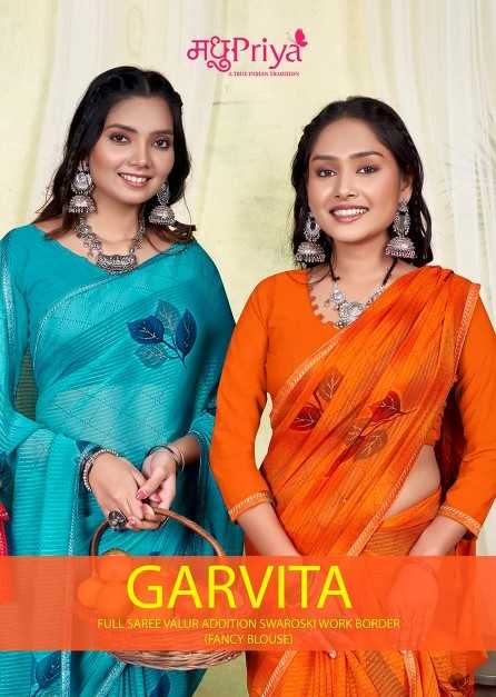 madhupriya garvita beautiful weightless jari work sarees