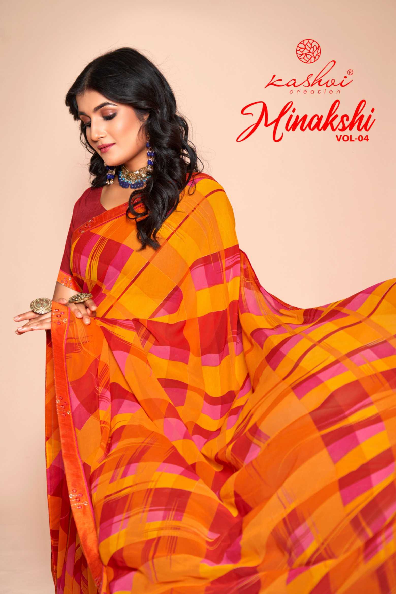 minakshi vol 4 by kashvi creation fancy weightless casual sarees