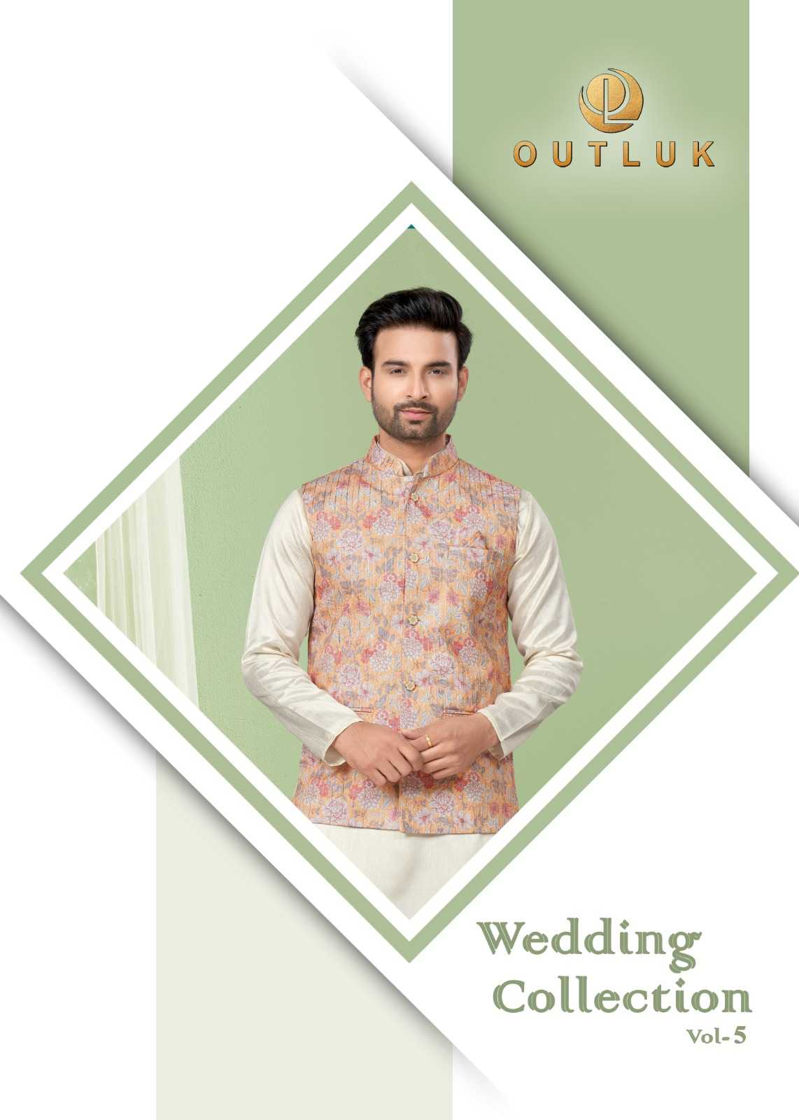 outluk wedding collection vol 5 readymade mens wear silk kurta pajama with cotton digital koti catalog