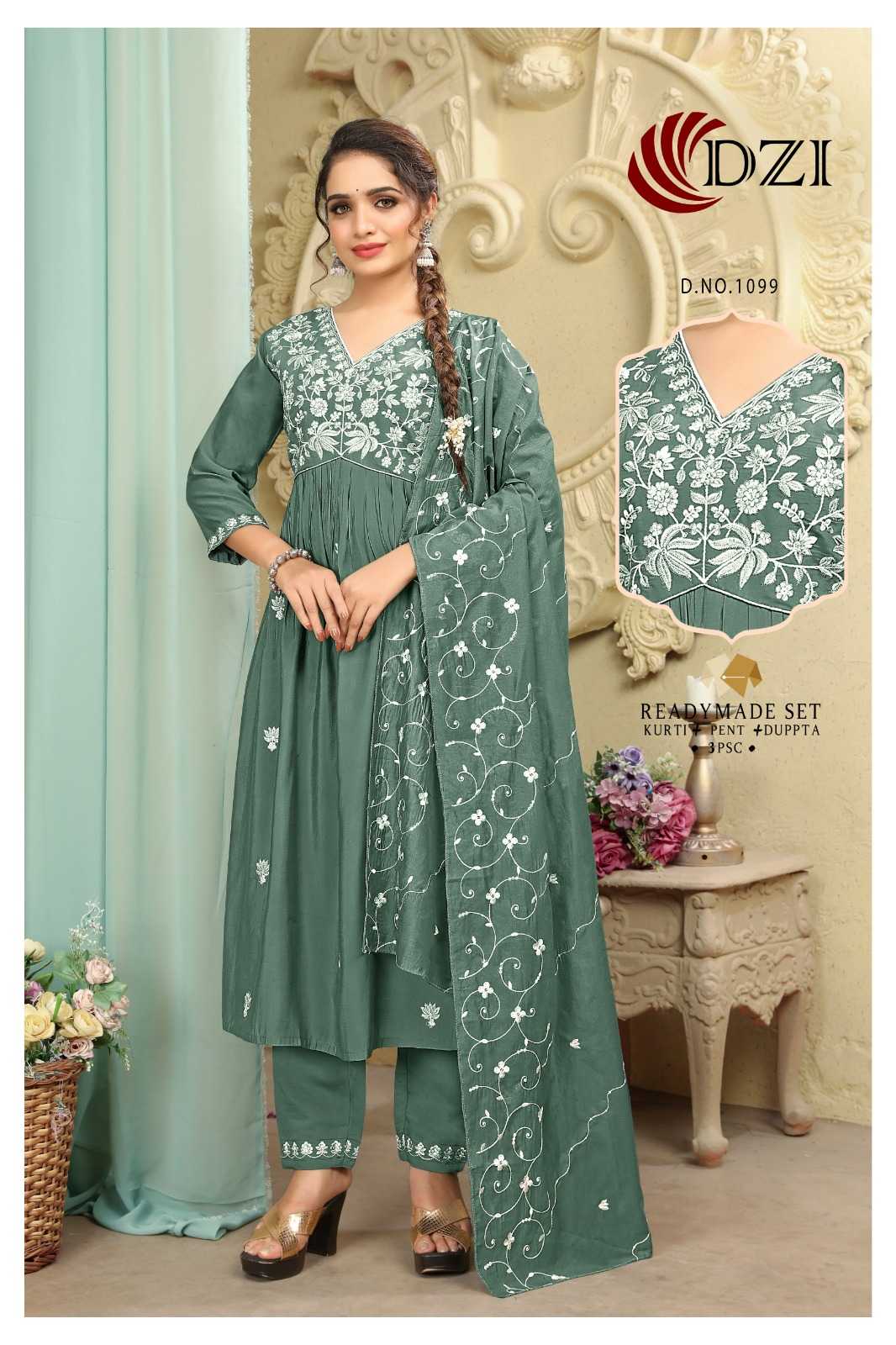 pr dzi 1097-1099 readymade alia with nayra cut kurti with bottom and chanderi dupatta