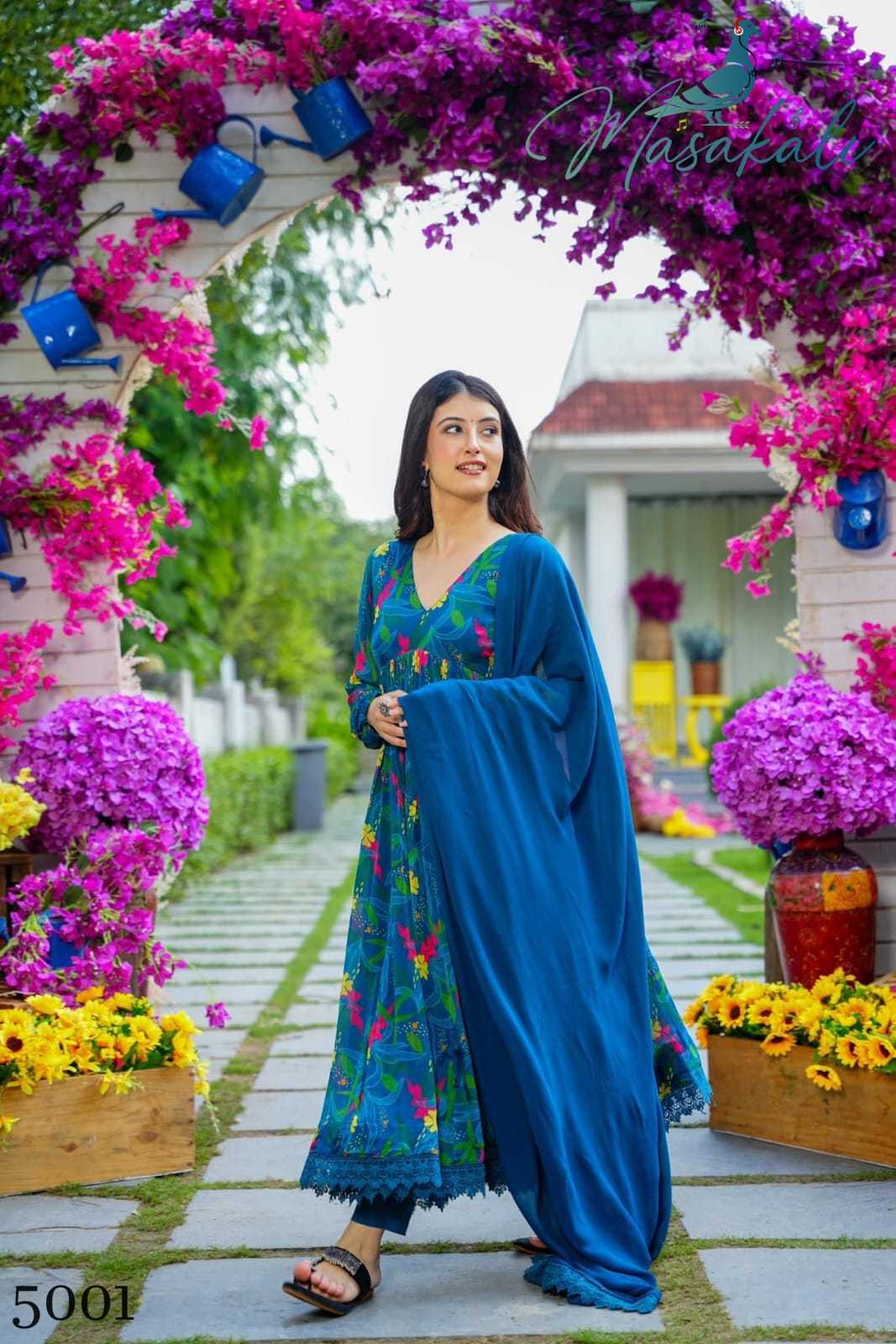 pr masakali vol 5 readymade beautiful digital print flair gown pant with dupatta