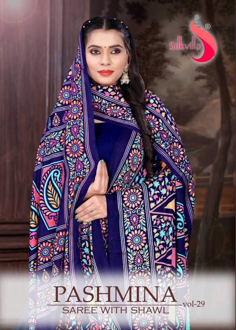 pr silk villa pashmina vol 29 premium collection winter wear saree with shawl 