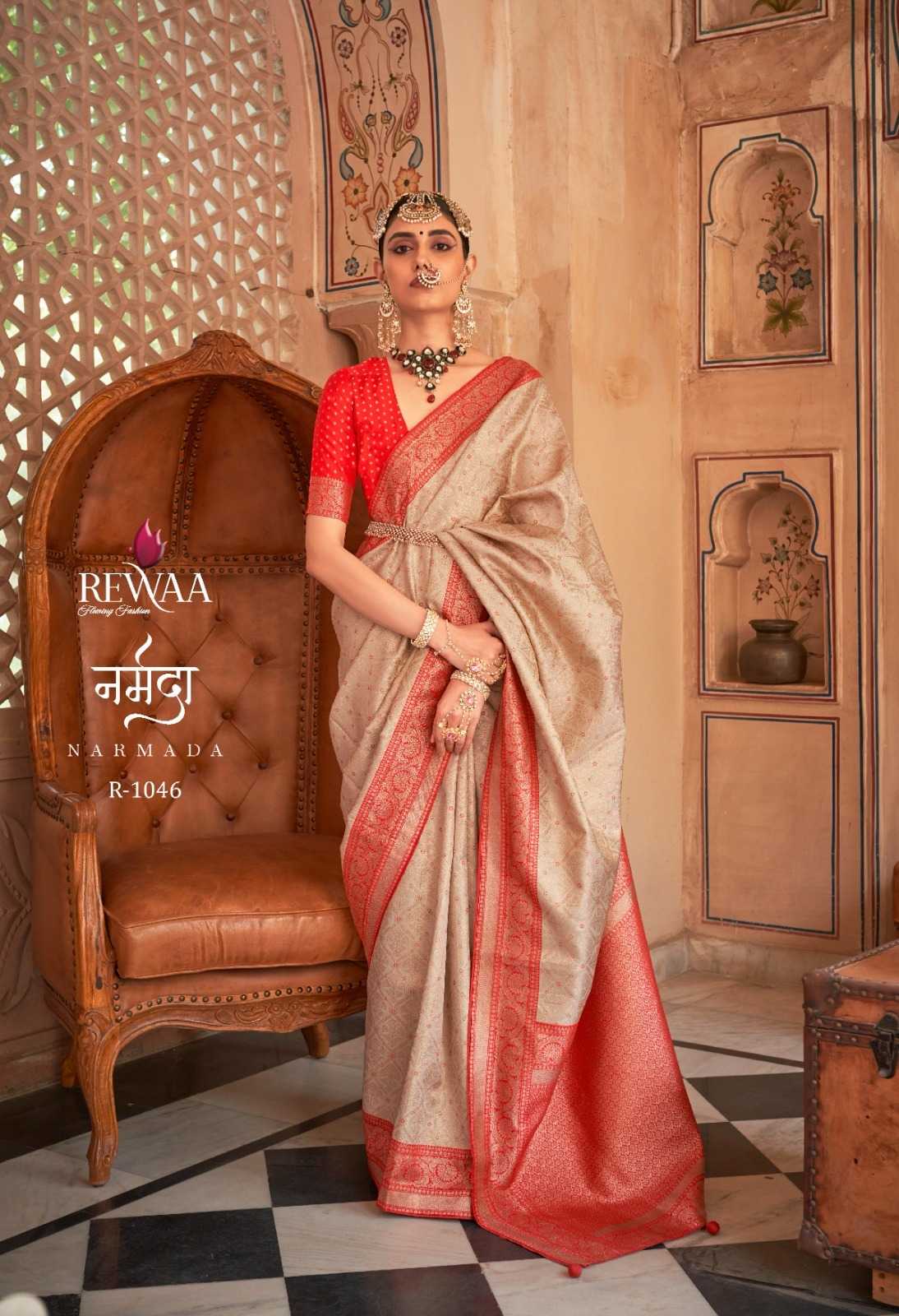 rewaa narmada 1046-1050 designer traditional wear banaras silk elegant saree