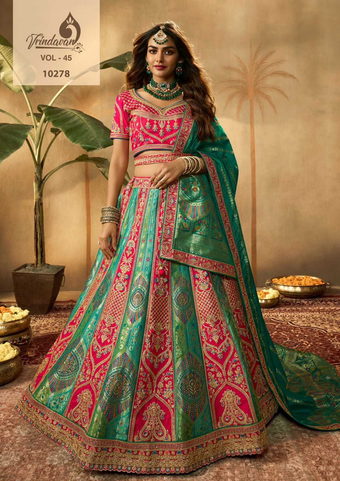 royal designer vrindavan vol 45 wedding wear banarsi silk unstitch lehenga collection
