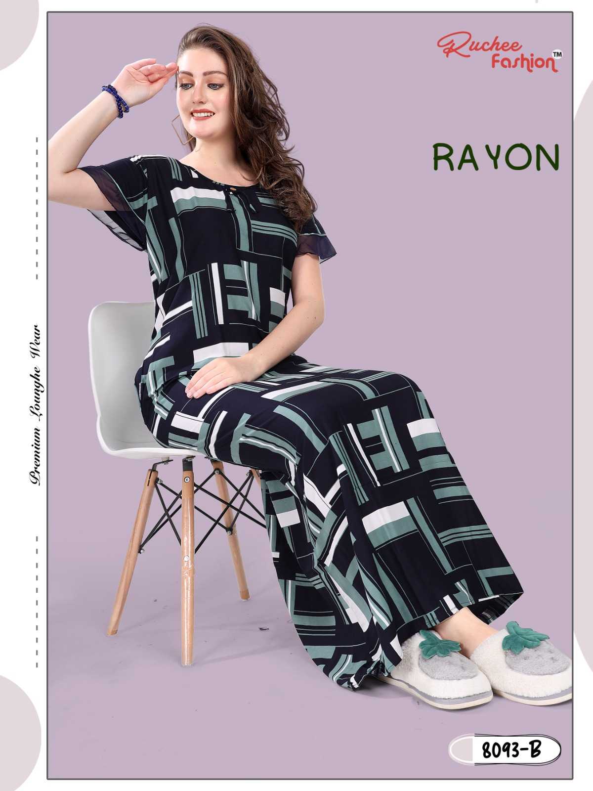 ruchee fashion rayon fancy sleeve nighty gown