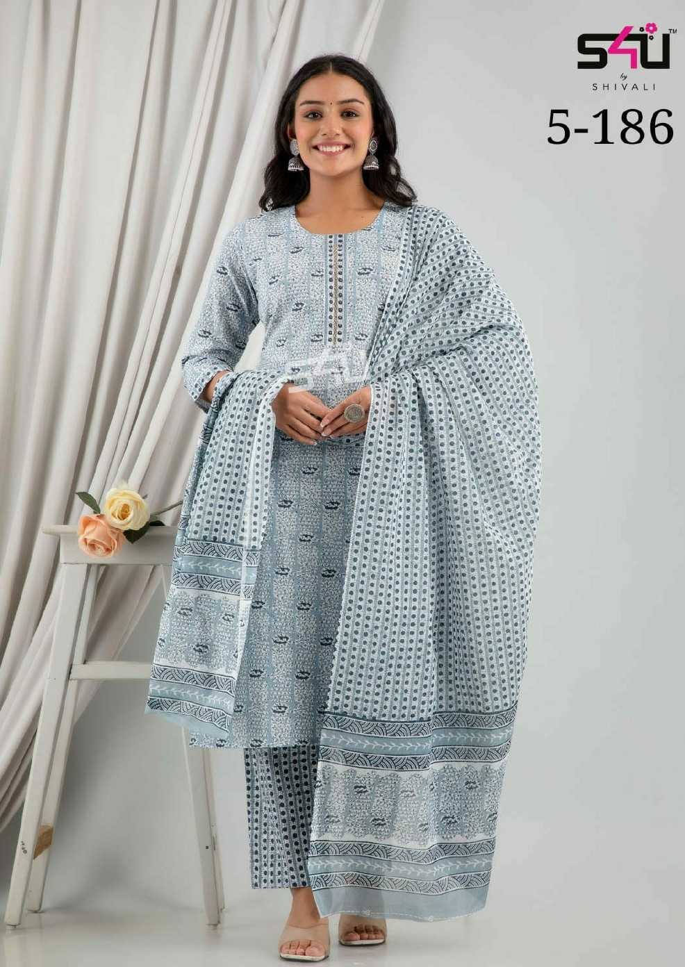s4u pr 5 186 readymade fancy kurti pant dupatta combo set