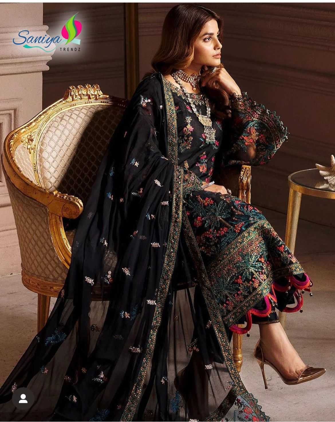 Saniya trendz 7014 pakistani designer unstitch salwar kameez with naznin dupatta