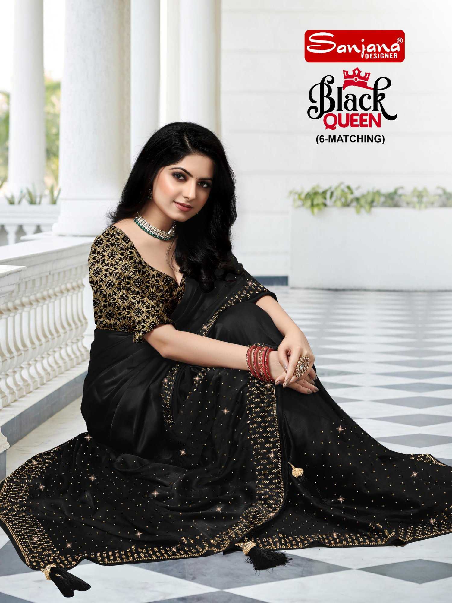 sanjana designer black queen designer swarovski work amazing sarees online supplier