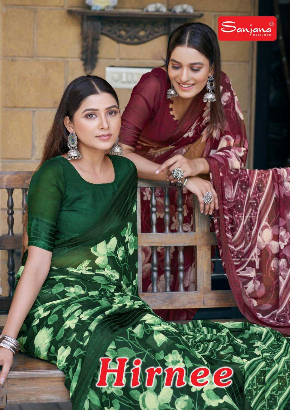 sanjana designer hirnee fancy weightless sarees wholesaler
