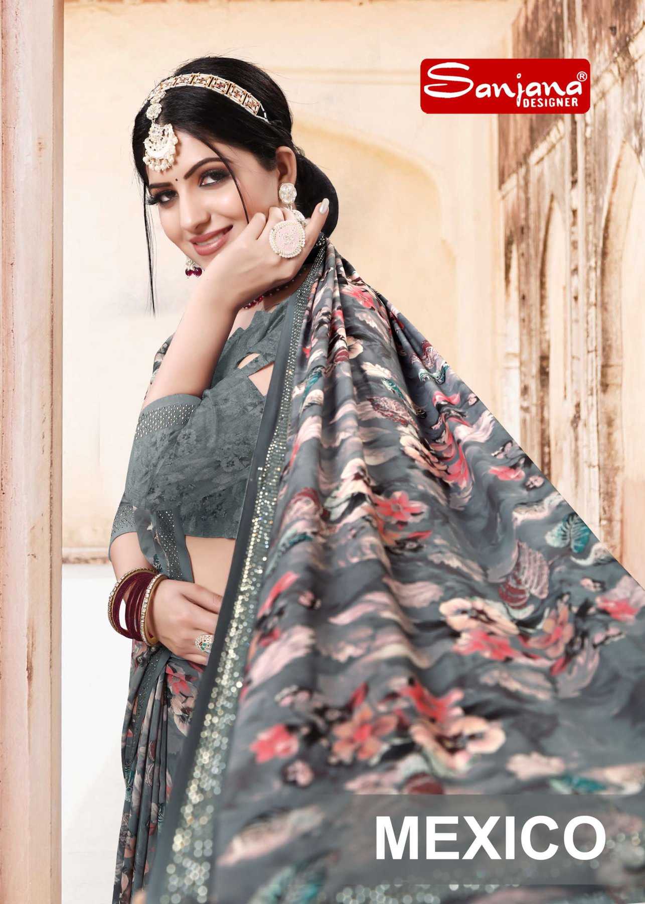 sanjana designer weightless digital print fancy sarees catalog
