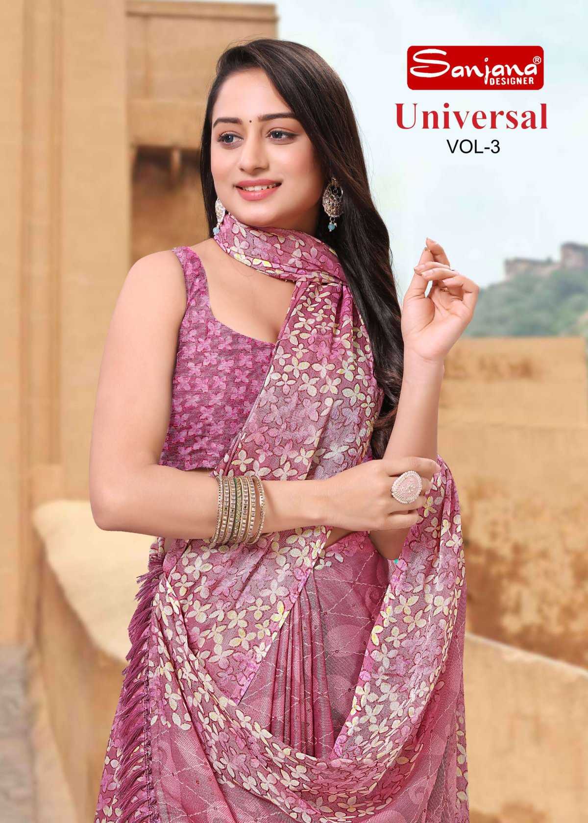 universal vol 3 by sanjana designer adorable silver brasso fancy sarees