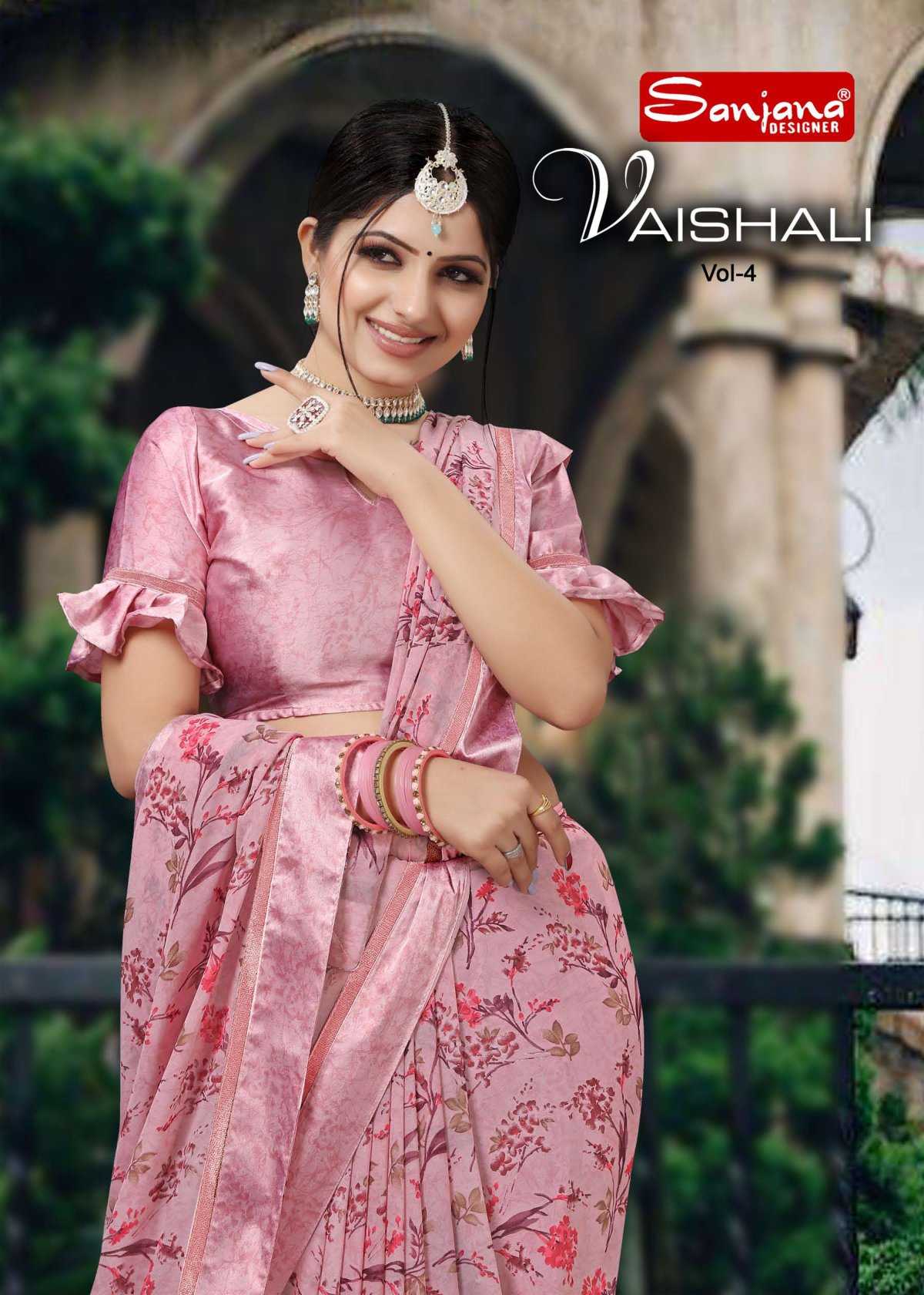 vaishali vol 4 by sanjana designer fancy weightless crape sarees catalog