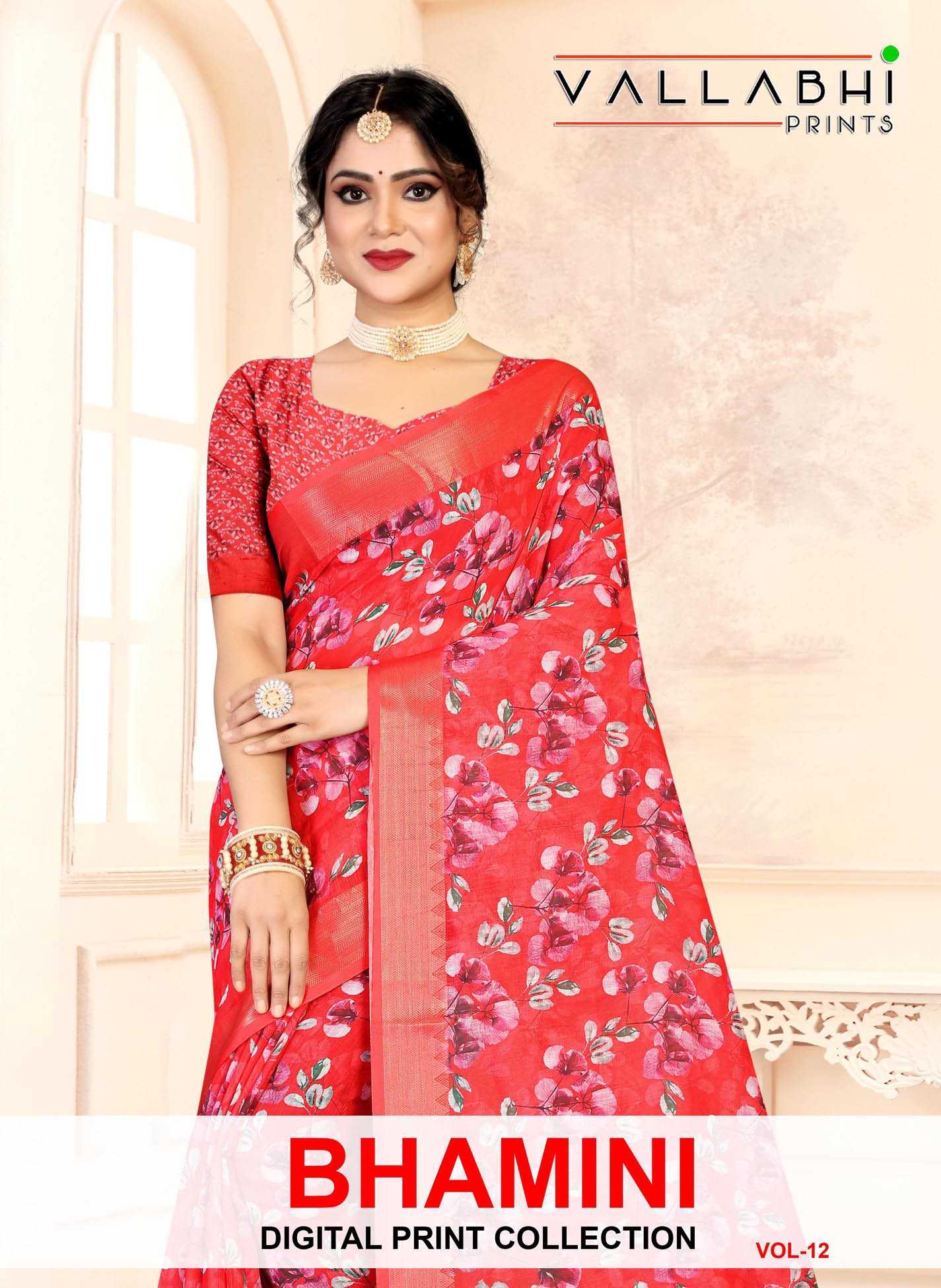 vallabhi prints bhamini vol 12 linen digital print sarees online trader