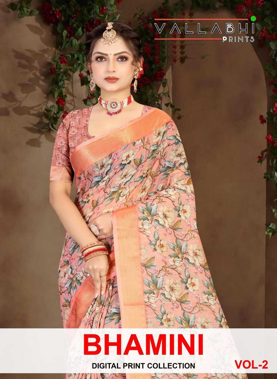 vallabhi prints bhamini vol 2 linen digital print sarees online trader