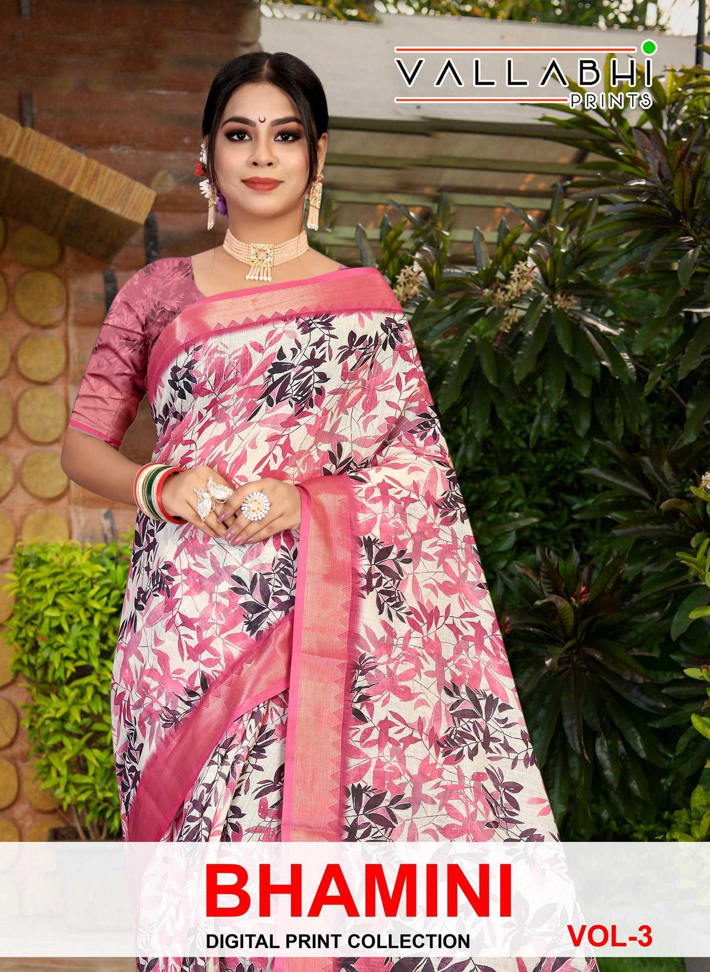 vallabhi prints bhamini vol 3 linen digital print sarees trader